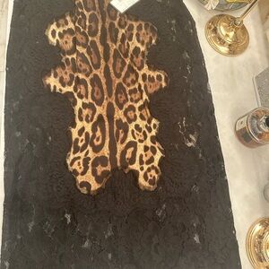 Dolce & Gabbana Leopard and Black Lace Skirt